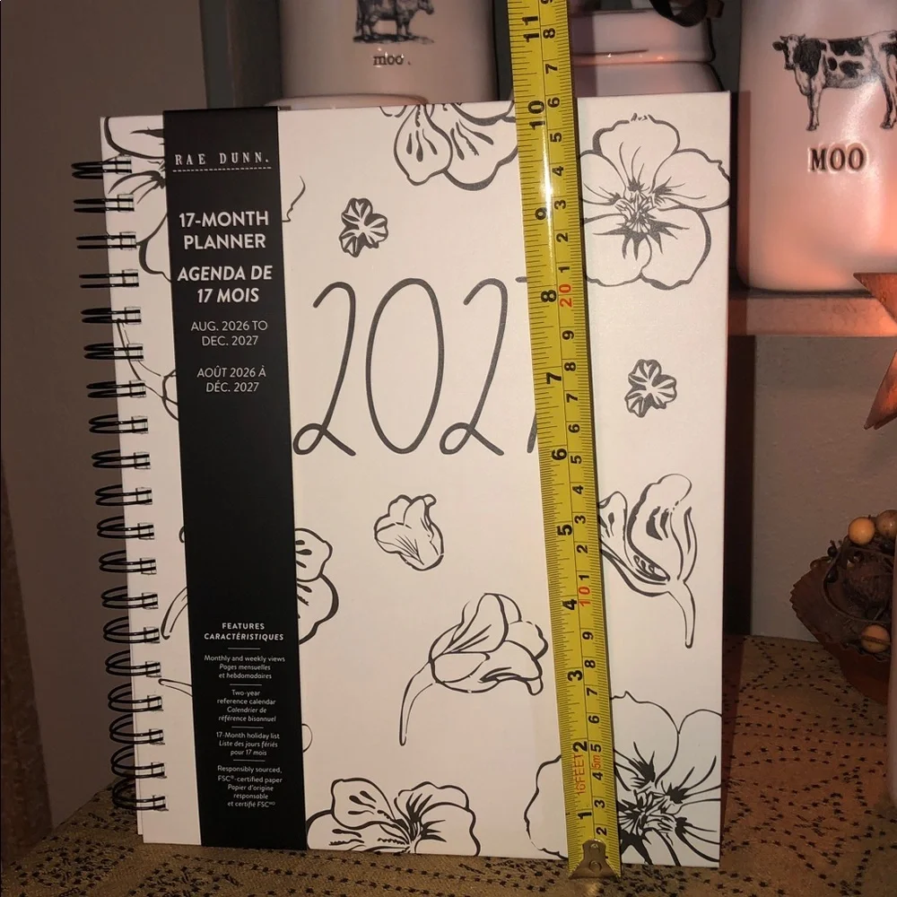 Rae Dunn 2027 Spiral 17 Month Planner August 2026-December 2027 (Flowers)